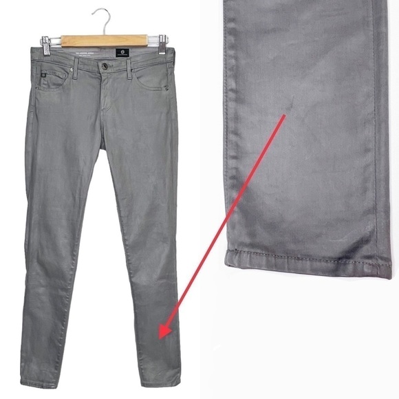 AG Adriano Goldschmied The Legging Ankle Super Skinny Size 27R Gray Leatherette - Picture 4 of 13